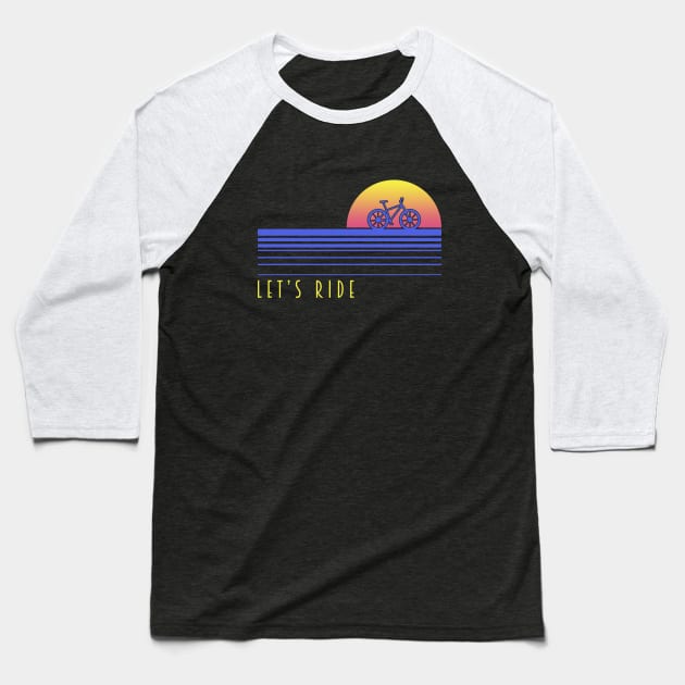 LET'S RIDE BIKE RETRO STRIPES Baseball T-Shirt by JWOLF